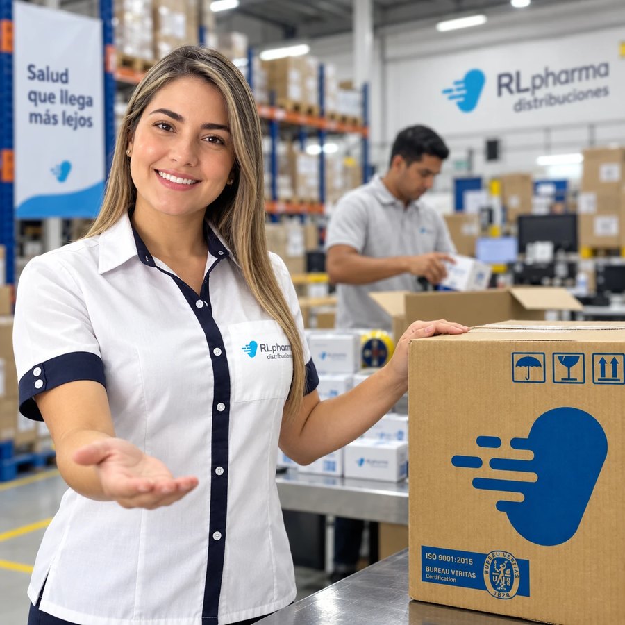Colaboradora de RLPharma en el centro de distribuci&oacute;n